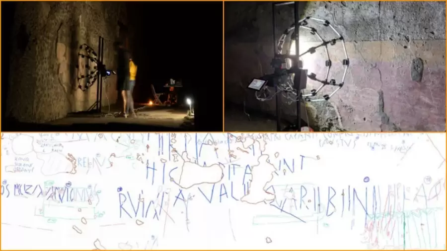 Im�genes de la investigaci�n de los grafitis de Pompeya.