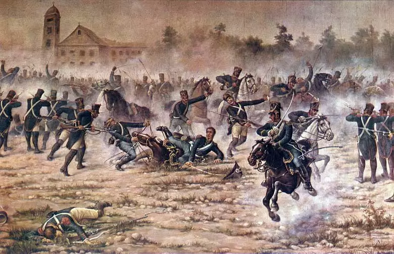 Ilustración del histórico Combate de San Lorenzo