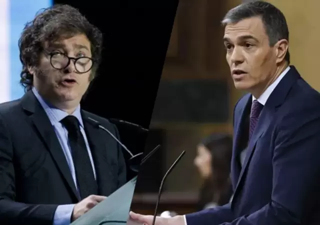 Javier Milei y Pedro Sanchez