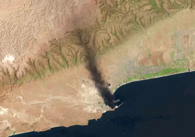 Vista espacial de la Terminal de gas en Qatar