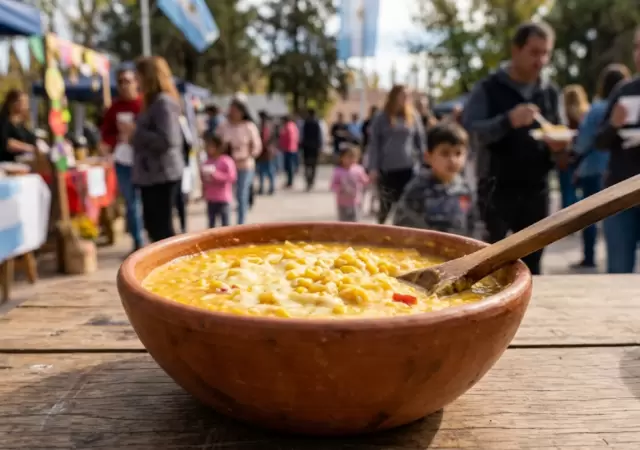 Semana Santa en Lavalle: humita tradicional en la Plaza Departamental.