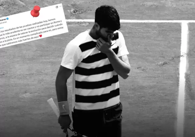 Baja sensible: Carlos Alcaraz confirma que no estar� en Roland Garros y cede terreno en la lucha por el n�mero uno.
