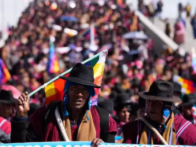 Ind�genas aymaras marchan durante una protesta antigubernamental en El Alto, Bolivia.