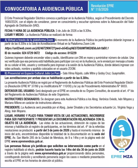 Convocatoria a audiencia publica