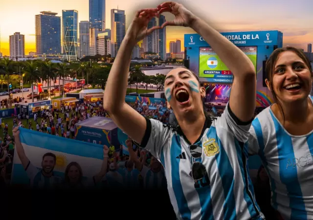Miles de fan�ticos argentinos arriban a Estados Unidos con la ilusi�n del primer partido mundialista.