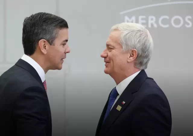 Jos� Antonio Kast durante su intervenci�n en la 68� Cumbre del Mercosur, donde exigi� medidas conjuntas para proteger las rutas comerciales.