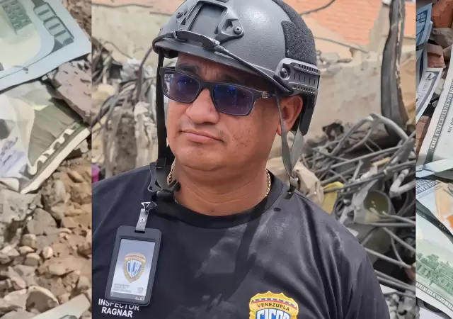Cuatro polic�as fueron detenidos en Venezuela tras ser filmados robando dinero entre los escombros.