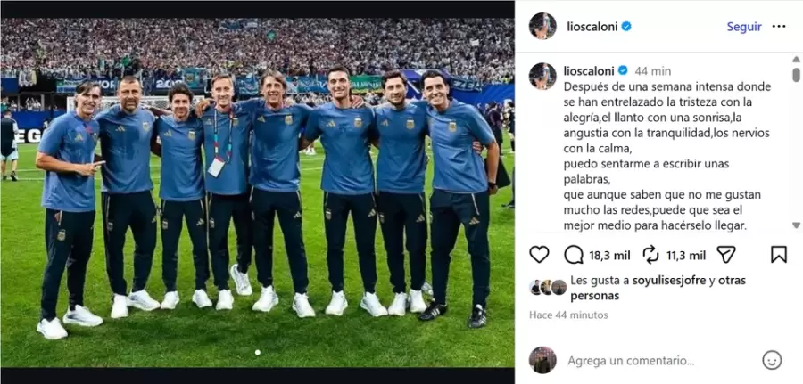 El mensaje de Scaloni en su cuenta de Instagram